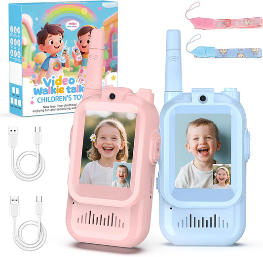 2 Pack Enhanced Kids’ Video Walkie Talkies – Ready to Use, No WiFi Needed