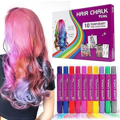 10-Pack Easy Washable, Non-Toxic Hair Chalk Pens