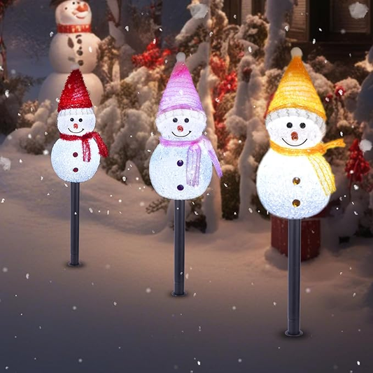 3-Pack Solar Snowman Pathway Lights – Perfect Christmas Outdoor Decor ❄️⛄️🎄